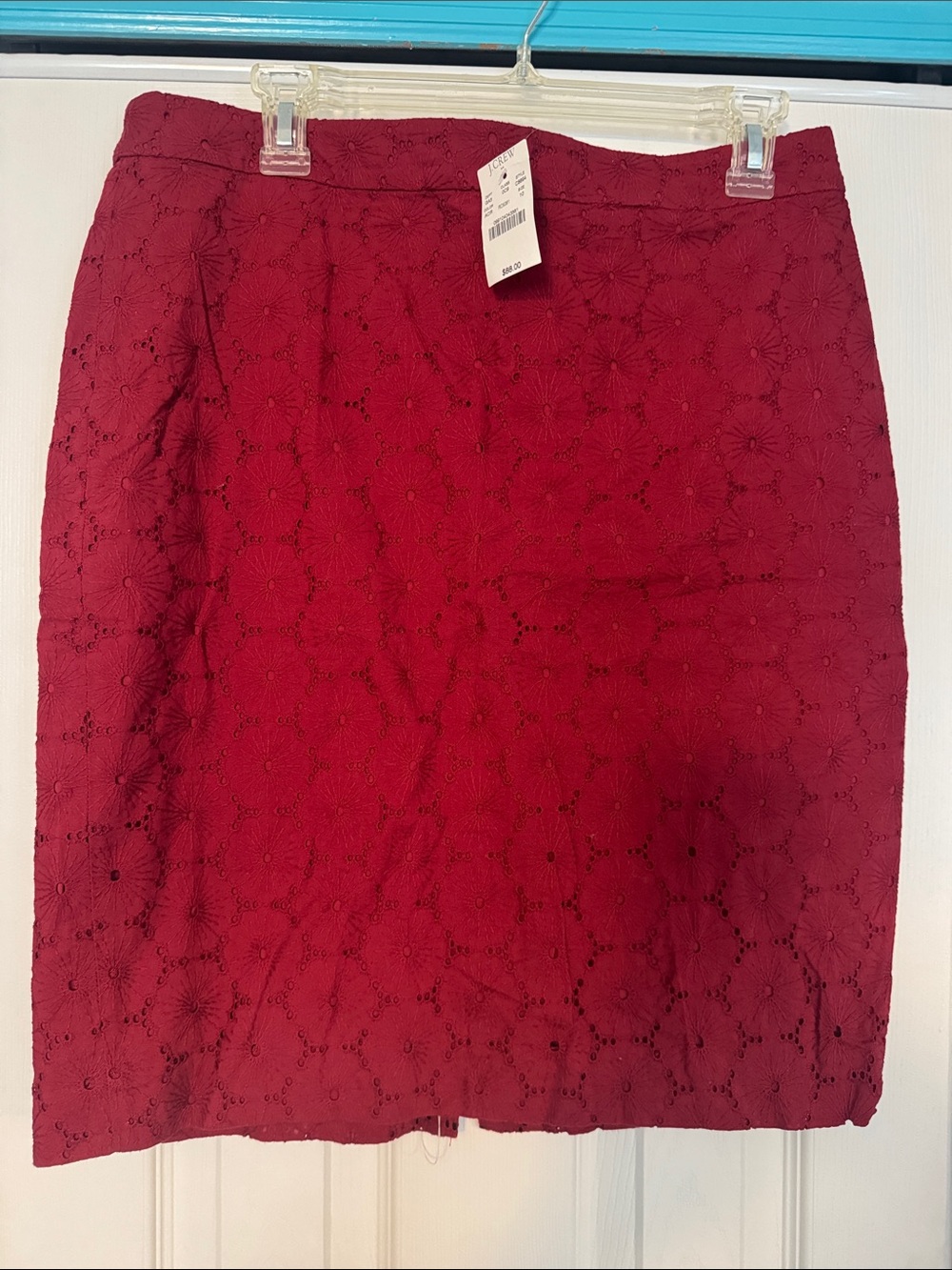J. Crew Maroon Eyelet Pencil Skirt